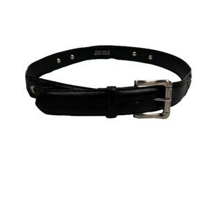 Farmall Mens Western Leather Belt Size 38 Black Silver Hardware Cowboy‎ Ranch